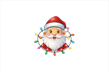 lighting Santa clip art. Santa head with lighting vector. 