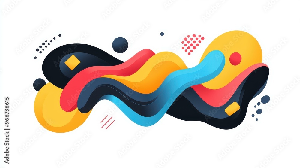 Poster vibrant abstract fluid shapes and wave lines create a modern feel, perfect for a unique and playful 