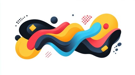 Fototapeta premium Vibrant abstract fluid shapes and wave lines create a modern feel, perfect for a unique and playful design.