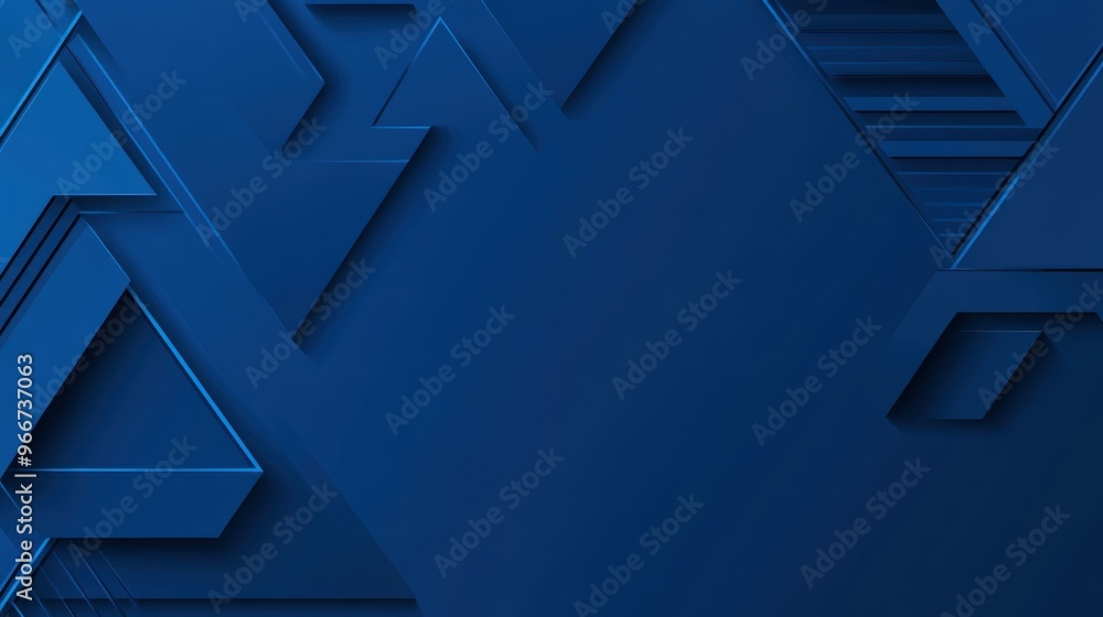 Poster vibrant blue geometric background featuring diagonal lines and triangular shapes, perfect for modern