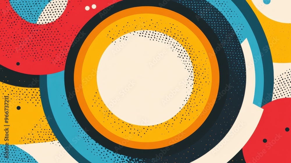 Poster discover a modern halftone dot circle frame design, perfect for adding a playful yet stylish touch t