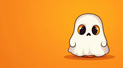 Obraz premium Adorable cartoon pumpkin in a ghost costume, perfect for Halloween Great illustration with a clear background and ample copy space.
