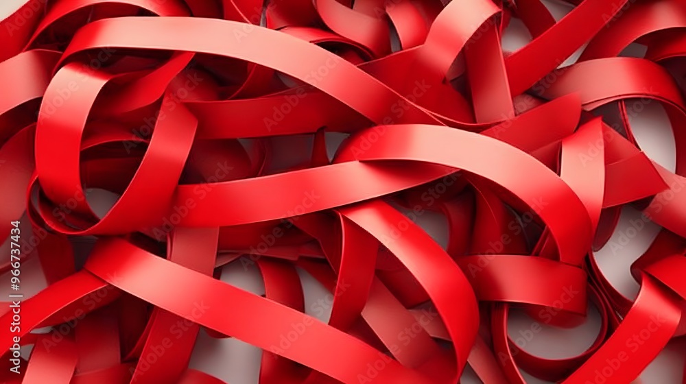Poster abstract red ribbon intertwined pattern