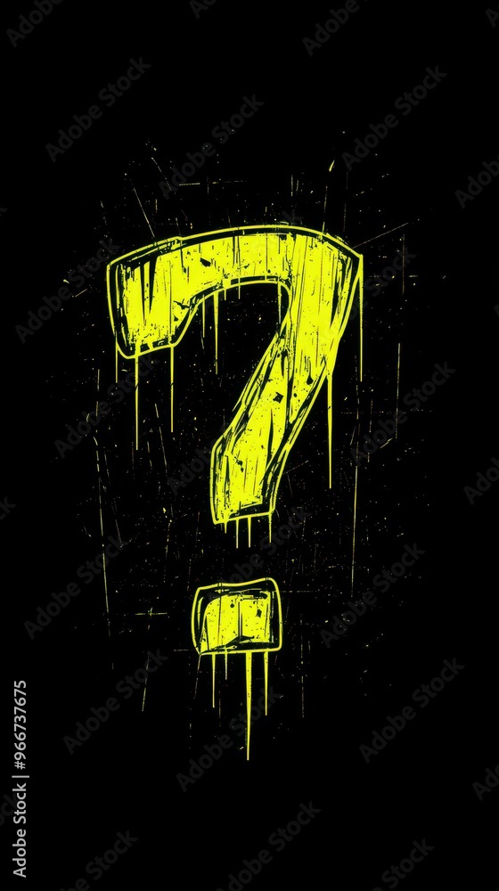 Aufkleber dynamic neural network design featuring a neon yellow question mark on a sleek black background, ign