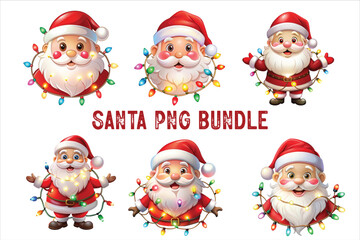 Santa Claus Clip Art Vectors & Illustrations set.  lighting Santa clip art. Santa vector. Red christmas sleigh with santa claus vector illustration.