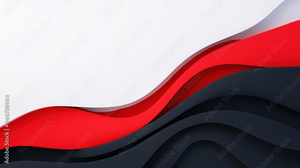 Poster eyecatching red and black wave curves create a stunning abstract presentation background, ideal for 