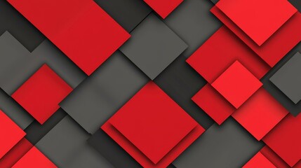 A vibrant banner design featuring red and grey glossy squares, blending modern geometry with a techinspired aesthetic.