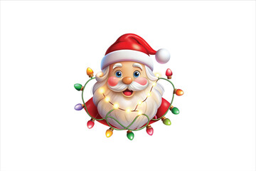 lighting Santa clip art. Santa head with lighting vector. 