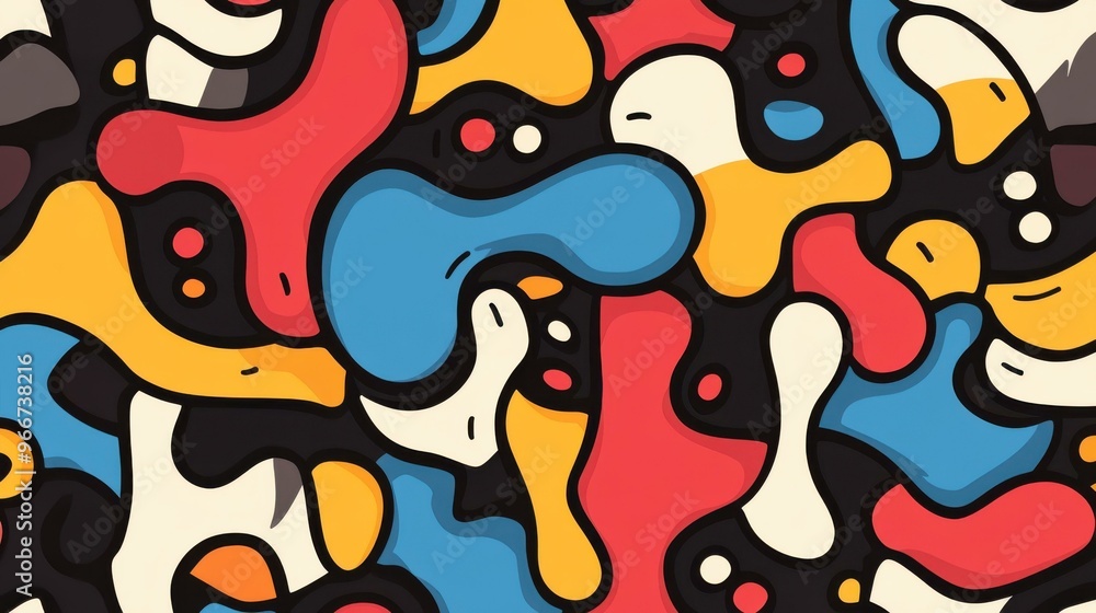 Poster explore a whimsical doodle pattern thats lively and chaotic, perfect for adding a modern touch to an