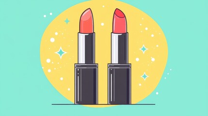 Bright and playful cartoon illustration of lipstick with a clean, minimal background for a fresh style.