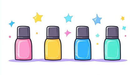 Vibrant cartoon of nail polish in a playful style, perfect for beauty enthusiasts and fashion lovers alike.