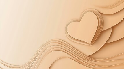 A sleek 3D heart design in rich brown, resting on a matching background, creates a warm and inviting visual.