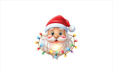 lighting Santa clip art. Santa head with lighting vector. 