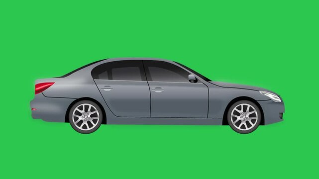 Video animation of a moving car on a green background. Cute 2d Cartoon Car animation loop
