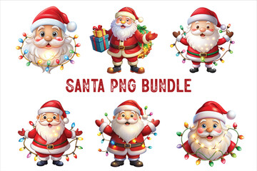 Santa Claus Clip Art Vectors & Illustrations set.  lighting Santa clip art. Santa vector. Red christmas sleigh with santa claus vector illustration.