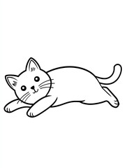 Naklejka premium Cute, simple cartoon illustration of a cat lying down on its side, suitable for a coloring book page for kids