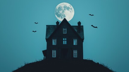 Spooky House Under the Moonlight