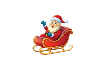  Red christmas sleigh with santa claus vector illustration.