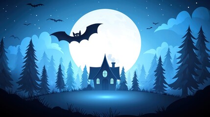Fototapeta premium Halloween Night in the Forest