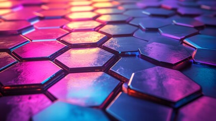 Obraz premium Abstract Hexagonal Pattern with Neon Lights