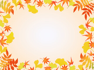 秋の植物のフレーム①橙背景