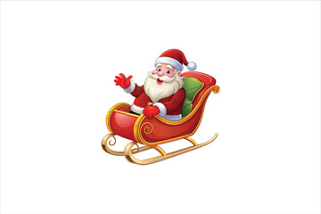  Red christmas sleigh with santa claus vector illustration.