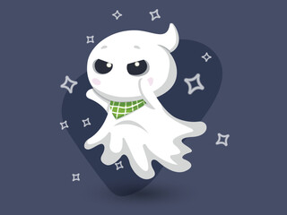 Cute ghost character. Happy halloween with cute and spooky for kids. Vector illustration
