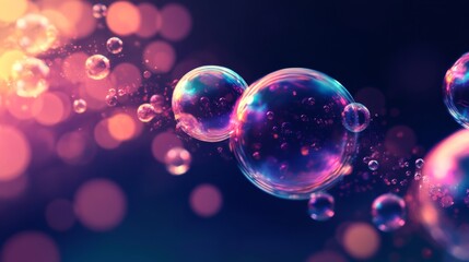 Closeup of Iridescent Bubbles with Blurred Background