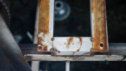 close-up of a metal frame