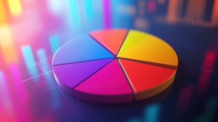 Fototapeta premium Colorful Pie Chart on a Grid Background