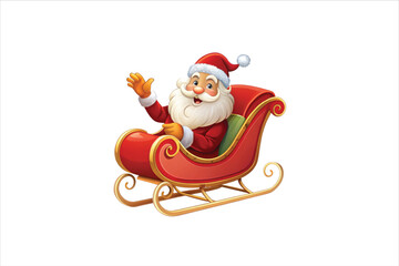  Red christmas sleigh with santa claus vector illustration.