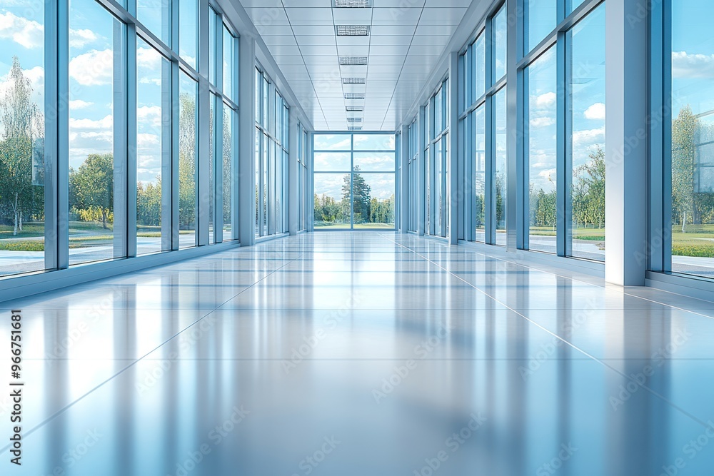 Wall mural Modern Glass Corridor with Natural Light