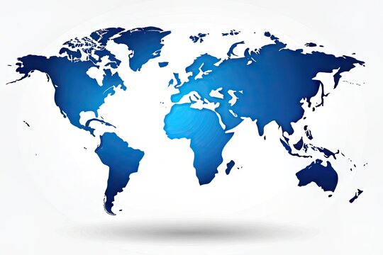 A bright blue, stylized, and simplified flat Earth map with clean lines, minimal features, and subtle shading, displayed on a plain white background.