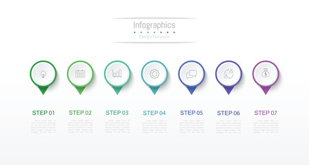 Infographic 7 options design elements for your business data. Vector Illustration.