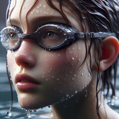 Close-up of a girl swimer 