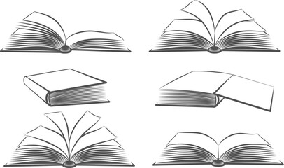 Opened and closed books engraving