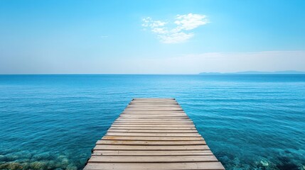 Wooden Pier Extending into Tranquil Sea