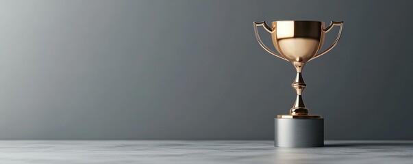 A golden trophy displayed on a sleek surface, symbolizing achievement and success in competitions and events.