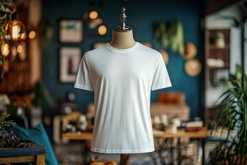 Fototapeta premium Tshirt on stylish mannequin in boutique background created with Generative AI