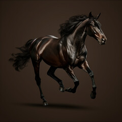 Dynamic Running Horse on Dark Background
