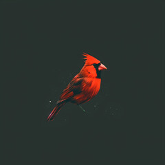 Fototapeta premium Red Cardinal Bird on a Dark Background 