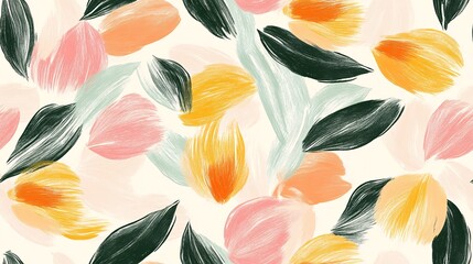 Watercolor Tulip Whispers: A seamless pattern of delicate, painterly tulips in a spring-inspired palette. 