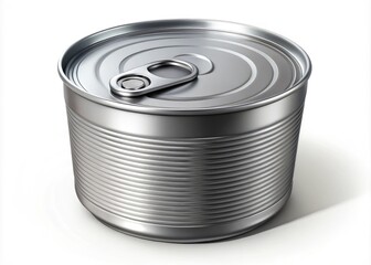 A detailed illustration of a metal can with a pop-top lid, rendered in simple yet expressive lines and subtle shading, against a pure white background.