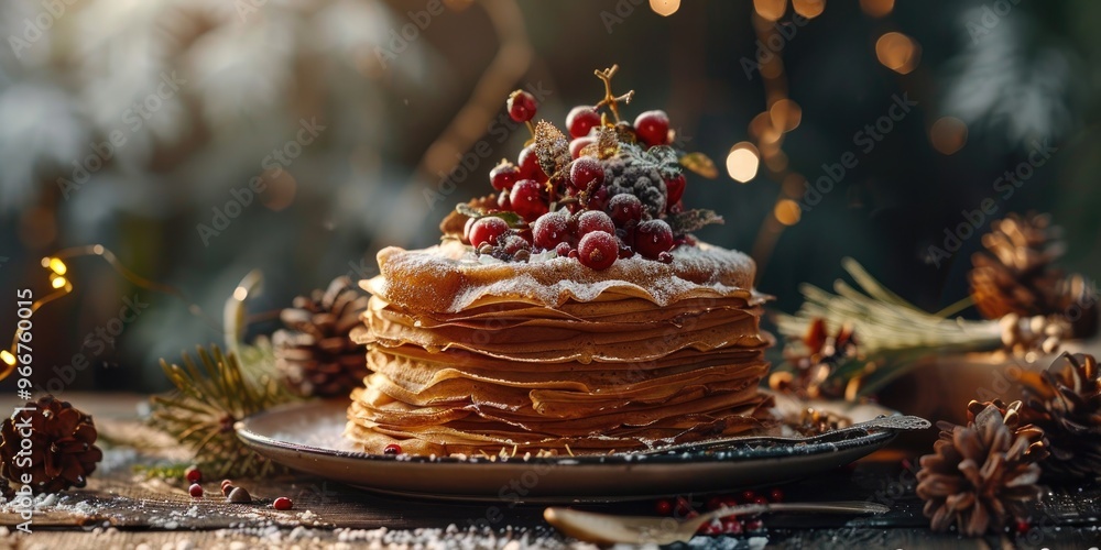 Wall mural gingerbread spice crepe ombre cake