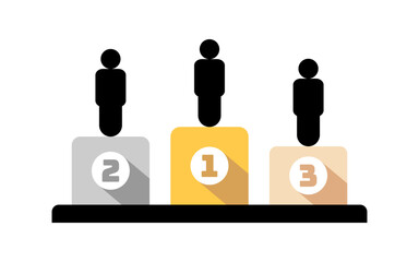 victory podium icon set, 123 champion symbols. modern design