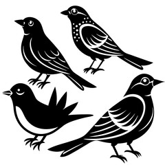 bird vector, set of silhouettes of birds vector, cartoon bird , different kinds of bird 