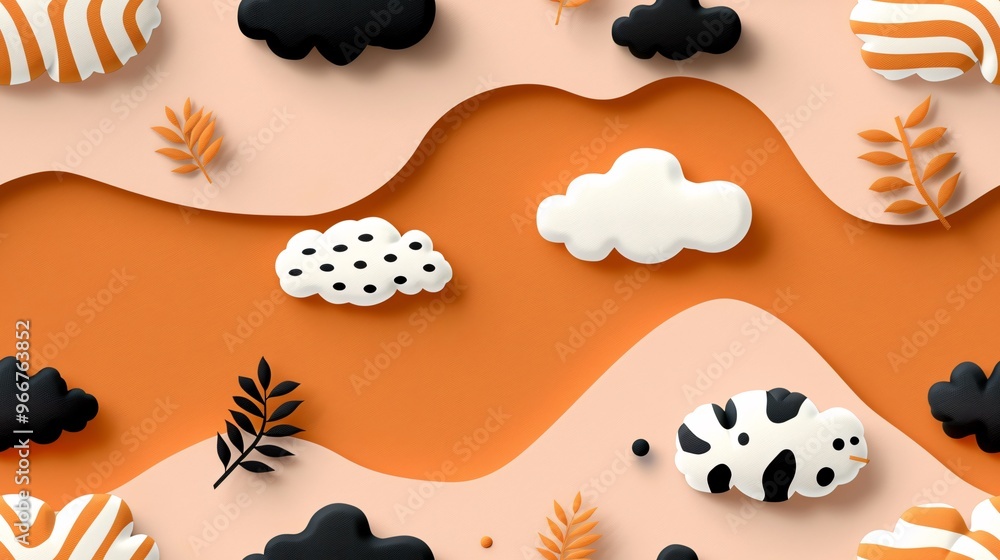 Poster abstract paper clouds seamless pattern: a playful and modern abstract design featuring whimsical pap