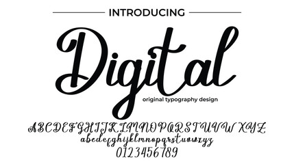 Digital Font Stylish brush painted an uppercase vector letters, alphabet, typeface