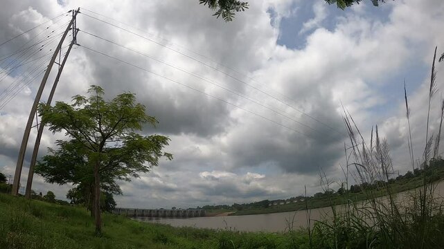 Timelapse at the Mun River, Sisaket Province, Thailand
