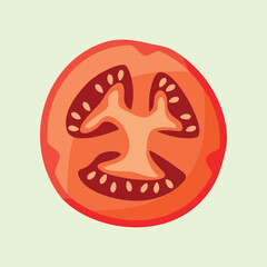 Sliced Tomato Shiny Colorful Vector Clip Art